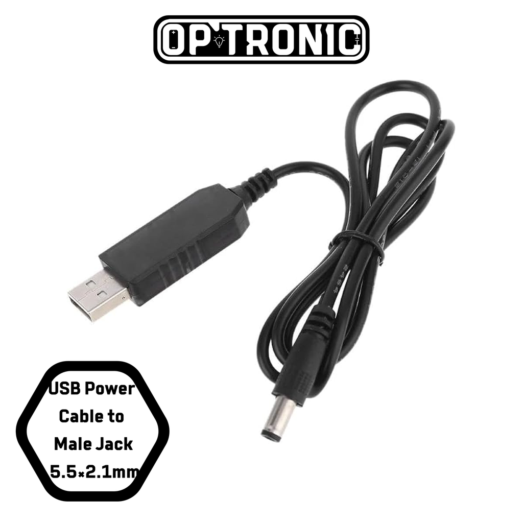 USB Power Cable to Male Adapter Jack 5.5×2.1mm