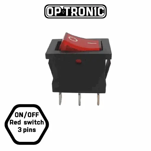 ON/OFF Red Switch 3 Pins 6A 250VAC 15x21mm