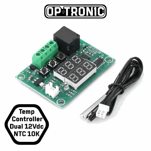 W1219 Temperature Controller Dual Display – 12Vdc with NTC 10K