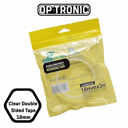 Clear Double Sided Tape 18mm-3Meter - Evergreen