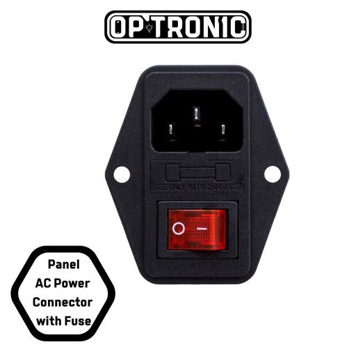 Panel Mount AC Power Connector With On/Off Switch and Fuse